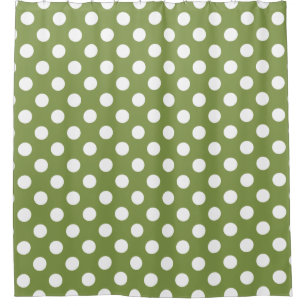 White polka dots on olive green