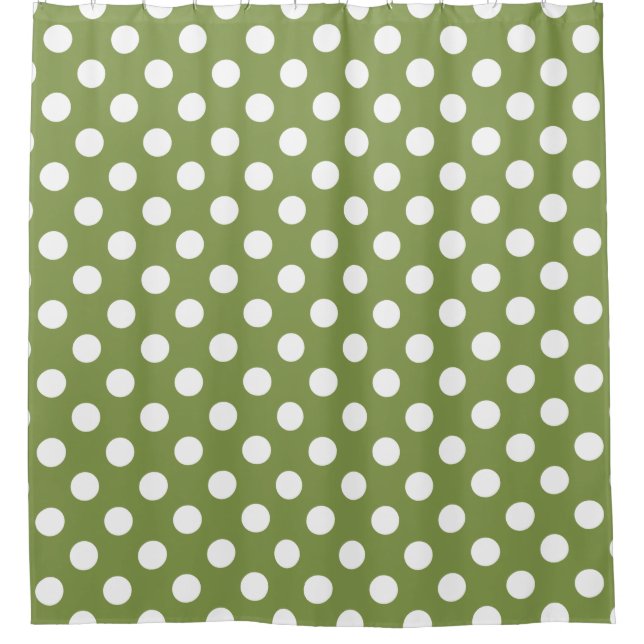 White polka dots on olive green (Front)