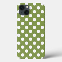 White polka dots on olive green Case-Mate iPhone c