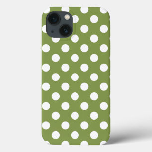 White polka dots on olive green Case-Mate iPhone c iPhone 13 Case