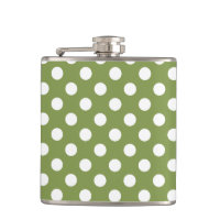 White polka dots on olive green