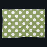 White polka dots on olive green kitchen towel<br><div class="desc">White polka dots on olive green</div>