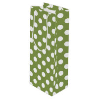 White polka dots on olive green