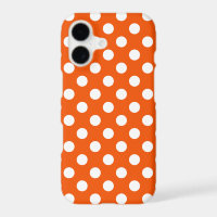 White polka dots on orange