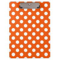 White polka dots on orange