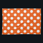 White polka dots on orange kitchen towel<br><div class="desc">White polka dots on orange</div>