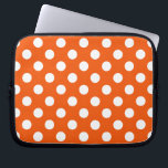 White polka dots on orange laptop sleeve<br><div class="desc">White polka dots on orange</div>