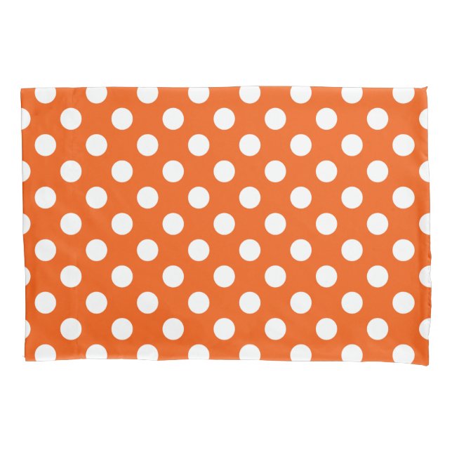 White polka dots on orange pillowcase (Front)