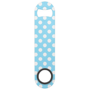 White polka dots on pale blue bar key