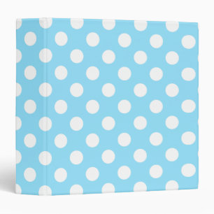 White polka dots on pale blue binder