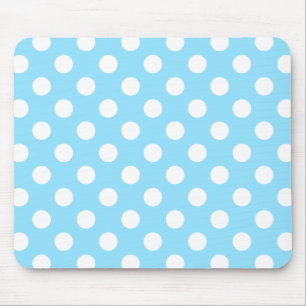 White polka dots on pale blue mouse pad