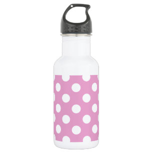 White polka dots on pale pink 532 ml water bottle