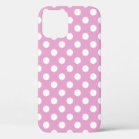 White polka dots on pale pink