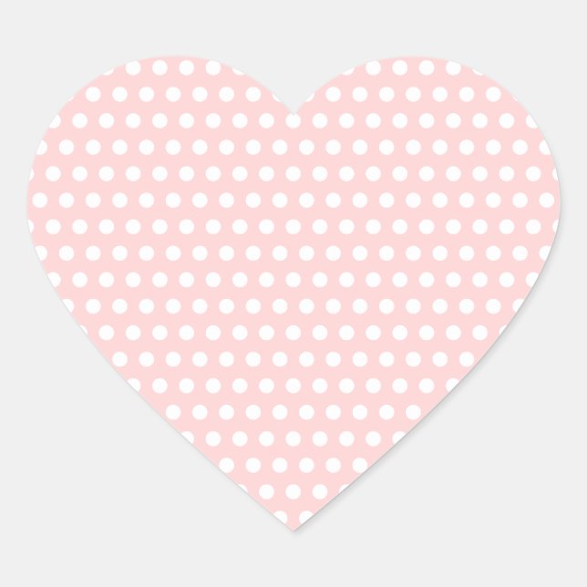 White Polka Dots on Pale Pink Heart Sticker (Front)