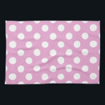 White polka dots on pale pink kitchen towel<br><div class="desc">White polka dots on pale pink</div>