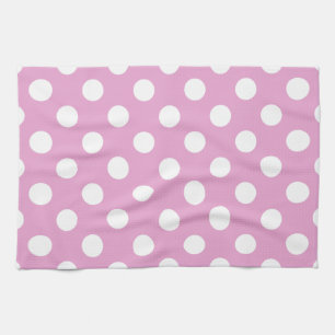 White polka dots on pale pink kitchen towel