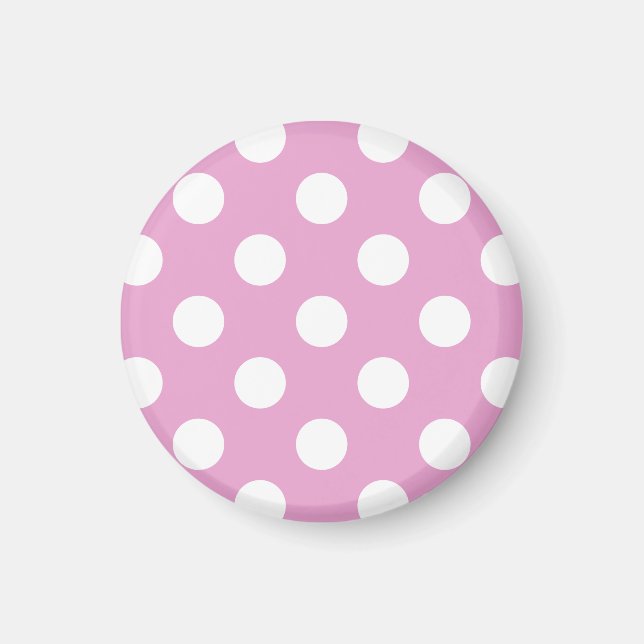 White polka dots on pale pink magnet (Front)