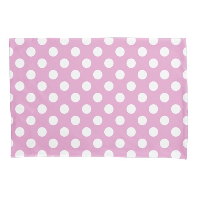 White polka dots on pale pink pillowcase (Front)