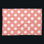 White polka dots on peach kitchen towel<br><div class="desc">White polka dots on peach</div>