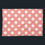 White polka dots on peach kitchen towel<br><div class="desc">White polka dots on peach</div>