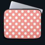 White polka dots on peach laptop sleeve<br><div class="desc">White polka dots on peach</div>