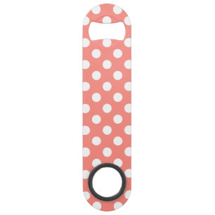 White polka dots on peach speed bottle opener