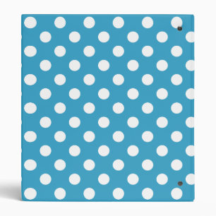 White Polka Dots on Peacock Blue Background Binder