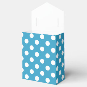 White Polka Dots on Peacock Blue Background Favor Box