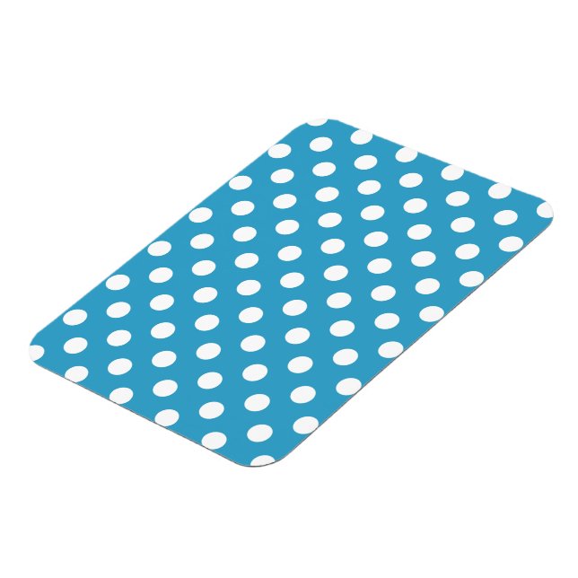 White Polka Dots on Peacock Blue Background Magnet (Left Side)