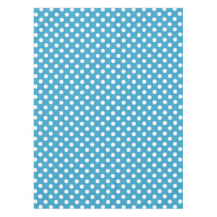 White Polka Dots on Peacock Blue Background Tablecloth