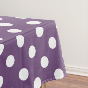 White Polka Dots on Perfect Plum Tablecloth
