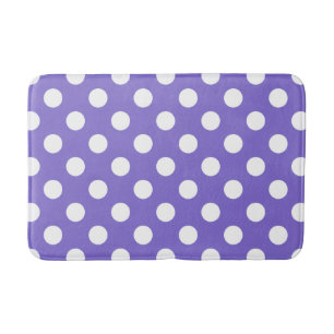 White polka dots on periwinkle bath mat