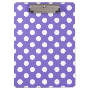 White polka dots on periwinkle clipboard