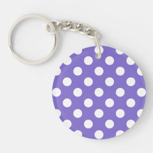White polka dots on periwinkle keychain