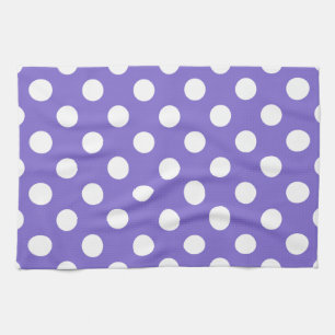 White polka dots on periwinkle kitchen towel