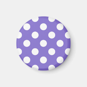 White polka dots on periwinkle magnet