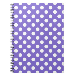 White polka dots on periwinkle notebook