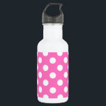 White polka dots on pink 532 ml water bottle<br><div class="desc">White polka dots on pink</div>
