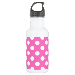 White polka dots on pink 532 ml water bottle