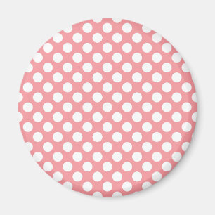 White polka dots on pink background magnet