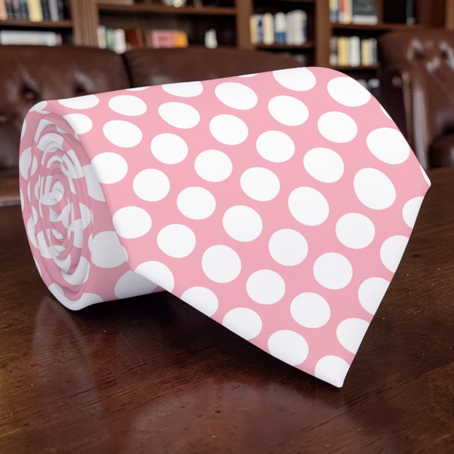 White Polka Dots on Pink Custom Necktie (Creator Uploaded)