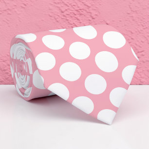 White Polka Dots on Pink Custom Necktie