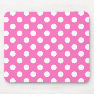 White polka dots on pink mouse pad