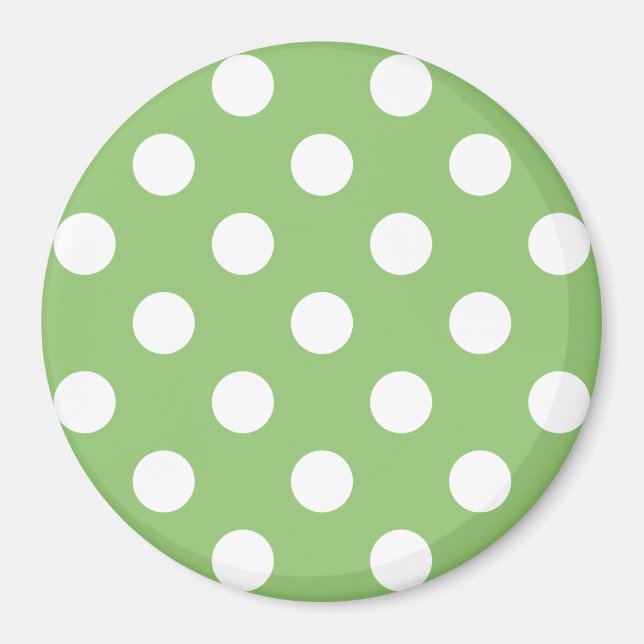 White Polka Dots on Pistachio Green Magnet (Front)