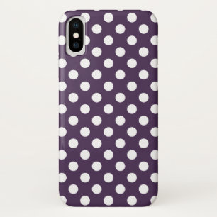 White polka dots on plum purple Case-Mate iPhone case