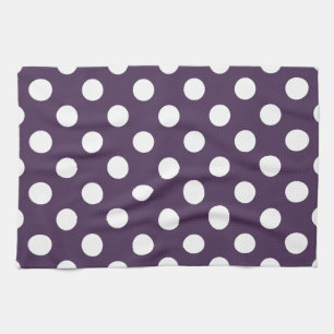 White polka dots on plum purple kitchen towel