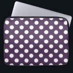 White polka dots on plum purple laptop sleeve<br><div class="desc">White polka dots on plum purple</div>