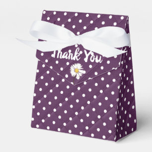 white polka dots on plum thank you favor box