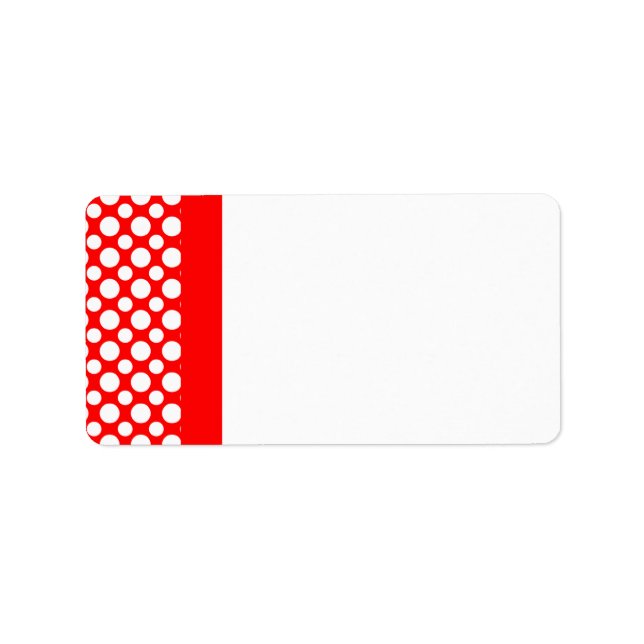 White Polka Dots on Red Address Label (Front)