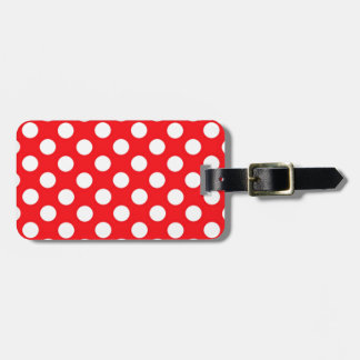 White polka Dots On Red Background Luggage Tag
